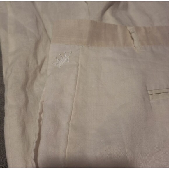 STEVE HARVEY 100% Linen Pants Mens 52/34 (50/30 Actual) White Pleated - Picture 11 of 14